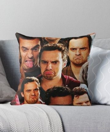 Patterns merch - Patterns apparel - New Girl - Nick Miller Collage Throw Pillow