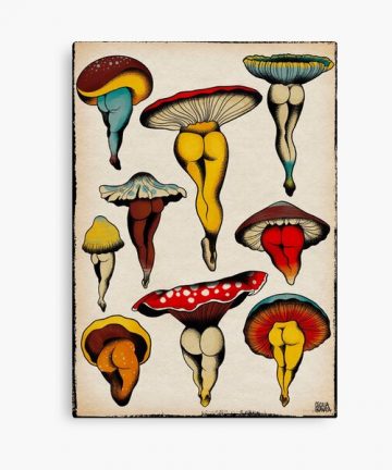 Sexy mushrooms tattoo flash Canvas Print merch - Sexy mushrooms tattoo flash Canvas Print apparel